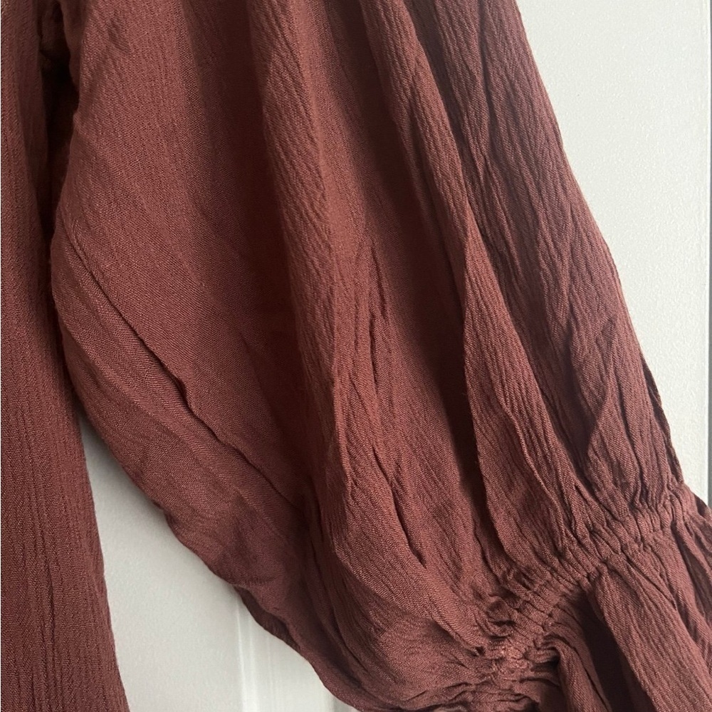 Free People magdalia romantic boho maxi dress size S bottom down puffy sleeve - Picture 7 of 13